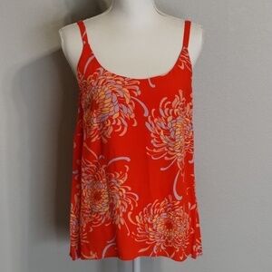 CAbi Orange Floral Sleeveless Top Size Small Style #777
